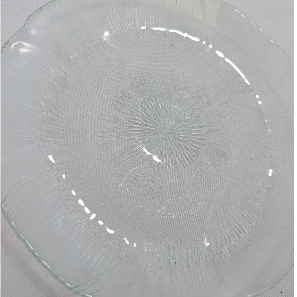 Arcoroc France Fleur Glass Salad Dessert Plates Set of 5 Clear Floral 7.5 Inch